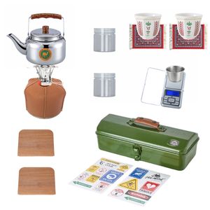 Sıcak satış dayanıklı Metal araç su ısıtıcısı soba çay kahve piknikler için kupa seti taşınabilir açık kamp dişli seyahat - Product Image 5