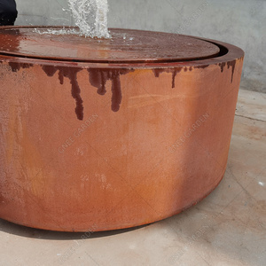 Fontaine d'eau ronde de paysage de table d'eau avec des pompes en acier rouillé caractéristique de l'eau ornement de jardin en acier corten - Product Image 2