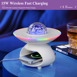 <strong>2025</strong> New Cross-Border Custom <strong>Bluetooth</strong> <strong>Speaker</strong> - Wireless Charging Night Light Bedside Table Lamp, RGB Atmosphere Wireless Audio - Product Image 6