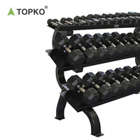Haltères hexagonaux en caoutchouc TOPKO 2-100LB pour usage domestique, haltères de musculation, revêtement en caoutchouc, ensemble d'haltères en fonte