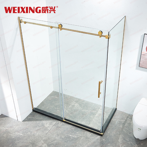 Chất Lượng Cao Phòng Tắm Duy Nhất Trượt Vòi Hoa Sen Cửa Không Khung Hình Chữ Nhật 304 Thép Không Gỉ Vàng Tempered Glass Phòng Tắm - Product Image 2