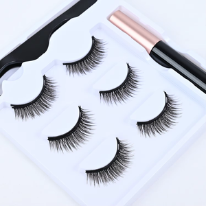 Ensemble de <span class=keywords><strong>faux</strong></span> cils magnétiques multicouches confortables et doux de haute qualité en gros, trois paires, avec recourbe-cils et eye-liner liquide - Product Image 3