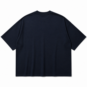 เสื้อยืดแขนสั้นโอเวอร์ไซส์ผู้ชาย ผ้าฝ้ายเจอร์ซีย์ 100% สีกรมท่า คอกลม ทรงลำลอง - Product Image 2
