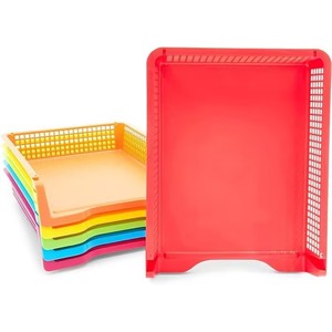 Colorful Plastic Storage <b>Baskets</b> Rectangle <b>Stackable</b> For Office Student Neatening Storage - Product Image 1