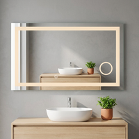 Miroir intelligent rectangulaire anti-buée avec éclairage frontal LED intégré, variateur de lumière et capteur tactile
