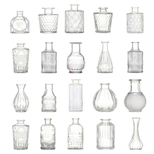 Jarrón <span class=keywords><strong>de</strong></span> <span class=keywords><strong>Vidrio</strong></span> Transparente con Diseño en Relieve Vintage, Jarrón Pequeño para Flores, Decoración para el Hogar y Centros <span class=keywords><strong>de</strong></span> Mesa para Bodas - Product Image 4