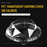 Couvercle en PET transparent de 90 mm de qualité alimentaire, anti-fuite, pour gobelet à café jetable, en gros, personnalisé, pour boissons froides, forme losange