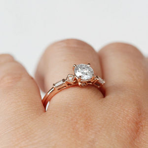 แหวนเงินแท้ 925 ชุบทอง 14K ดีไซน์โรแมนติกสำหรับงานหมั้นและงานแต่งงาน ประดับด้วยมอสซาไนต์ทรงเจ้าหญิง ดีไซน์โดดเด่น สวยสง่า - Product Image 6