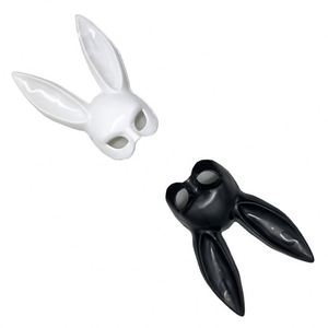 Máscara de Carnaval de Plástico Blanca y Negra para Halloween, Disfraz de Conejita con Decoración para Fiesta - Product Image 3