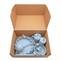 Ensemble d'alimentation pour bébé en silicone écologique sans BPA, de qualité alimentaire, bol, assiette, cuillère, tasse