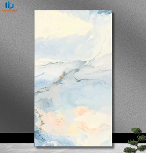 Losa de Porcelana Ligera de 1200x2400mm y 5.5mm, Acabado Mate Blanco Niebla, Degradado Azul Rosa, Aspecto de Mármol con Vetas Doradas para Decoración de Paredes - Product Image 3