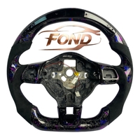 Volant LED personnalisé en fibre de carbone forgée violette, compatible avec VW Golf MK5/MK6, Passat CC, GTI, Bora et Sagitar