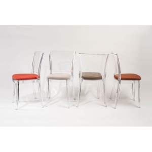 Sedia da pranzo trasparente Lucienne con cuscino imbottito in tessuto TREVIRA verde modello 19 c2005 - Product Image 5