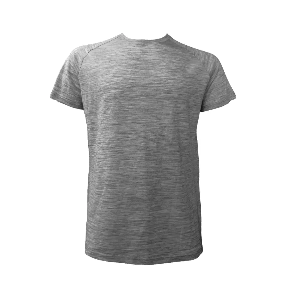 Custom Heren Heather Grey Merino Jersey Ronde Hals Korte Mouw Buitenshuis Merinowol T-Shirt