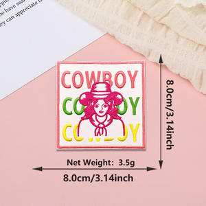 מערב הבוקרת רקום הרגשתי ידידותי לסביבה ברזל-על cowgril כמו טלאים הרוח טלאי לבוש כובע - Product Image 3