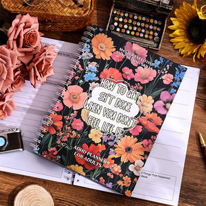 166 pages Vintage Floral Planner Grand journal TDAH non daté avec traqueurs de soins personnels, feuilles <span class=keywords><strong>d</strong></span>'objectifs et journaux <span class=keywords><strong>d</strong></span>'humeur - Product Image 1