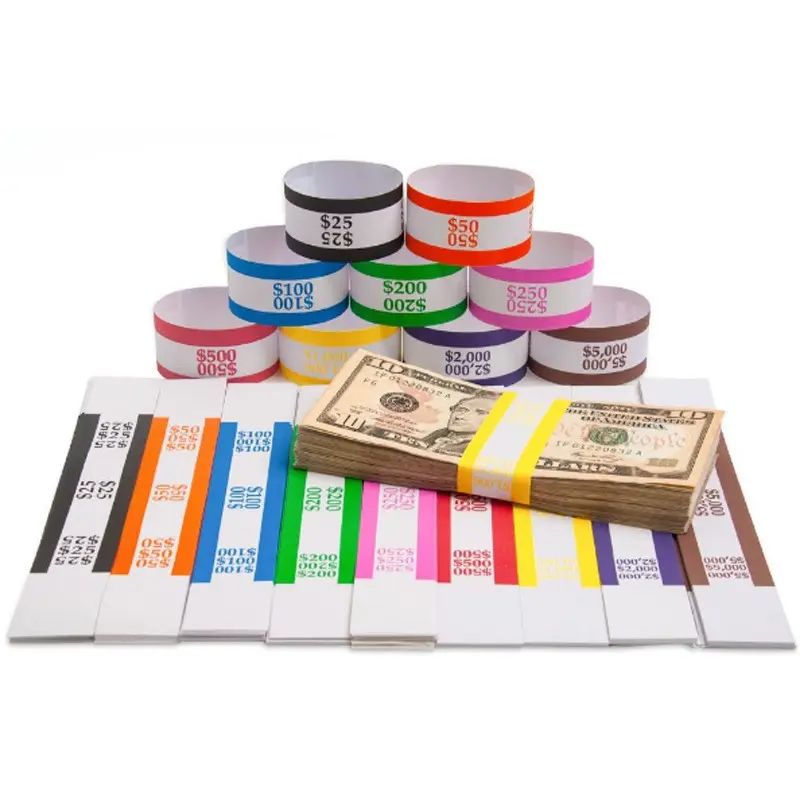 free sample Paper Money Strap Currency Banding Tape Cash Straps For Bank money bands