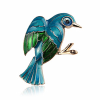 Nouvelle conception 2026 – Broche vintage en émail motif pêcheur d'eau bleu-vert – Épingle de revers oiseau
