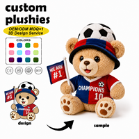 Peluches personnalisées, jouets en peluche, jouets en peluche sur le thème du football, conception 3D disponible, faible MOQ pour cadeau souvenir