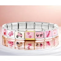 Mode personnalisée bracelet à breloques italien en acier inoxydable série rose amour dés breloque main chaîne bricolage femmes Bracelet cadeaux de noël