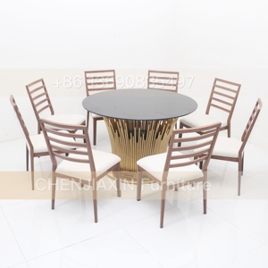 <span class=keywords><strong>2025</strong></span> Sang Trọng Kính Tròn Hàng Đầu Bàn Ăn Shinny Vàng Thép Không Gỉ Tiệc Cưới Bảng Cho Các Sự Kiện - Product Image 4