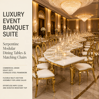 Chaises serpentine rondes de luxe et tables de mariage en verre blanc pour événements, idéales pour hôtels et centres de réception - Vente en gros