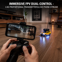 Voiture RC FPV 1:64 avec caméra HD 720P WiFi, double contrôle, mode croisière, suspension avant, étui portable, mini véhicule de cascades avec VR