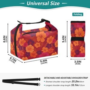Bolsa de almuerzo con diseño tropical de hibisco y puesta de sol de Hawái, bolsa con aislamiento térmico para pícnic escolar al aire libre - Product Image 3
