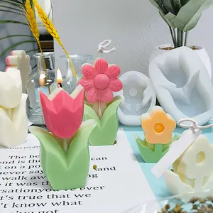 Di alta qualità di grandi dimensioni stampo di cera di soia stampo di candela Custom Designer fai da te candele a forma di fiore di tulipano a forma di candela stampo in silicone