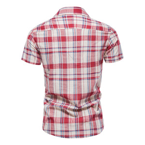 Nuova <span class=keywords><strong>Camicia</strong></span> Casual da Uomo Personalizzata <span class=keywords><strong>a</strong></span> <span class=keywords><strong>Quadri</strong></span> con <span class=keywords><strong>Maniche</strong></span> <span class=keywords><strong>Corte</strong></span> Traspirante - Product Image 2