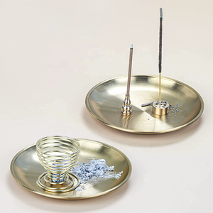 Porte-encens en laiton massif avec plateau de 5,5 pouces, récupérateur de cendres en laiton pour bâtonnets/encens en spirale/cônes, pour le yoga, la <span class=keywords><strong>d</strong></span>écoration de la maison - Product Image 1
