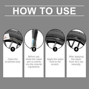 Stylo de réparation des rayures de roue de voiture noire, outil de nettoyage de décontamination des rayures de peinture de voiture - Product Image 6