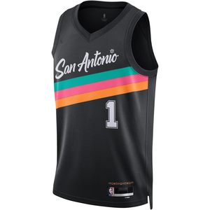 Maillot de basket-ball pour jeunes garçons San Antonio Spurs Victor Wembanyama Black City Edition, col en V, vêtements de basket-ball respirants - Product Image 2