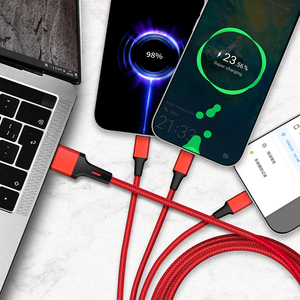 <span class=keywords><strong>Precio</strong></span> barato portátil Micro tipo C Cable largo 5 en 1 3A carga de datos rápida con logotipo LED chaqueta de nailon multifunción 5 en 1 - Product Image 5