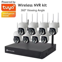 Sistem Video Tuya Smart Life 8CH 8-Kamera PTZ 1080P Nirkabel WIFI CCTV Kamera Keamanan Kit NVR Sistem Pengawasan