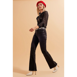 Jean évasé taille haute noir - Product Image 3