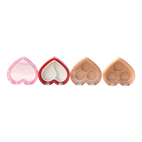 Palette d'ombres à paupières vide personnalisée en forme de coeur emballage de 3 bacs avec couvercle transparent boîte d'emballage d'ombres à paupières en plastique