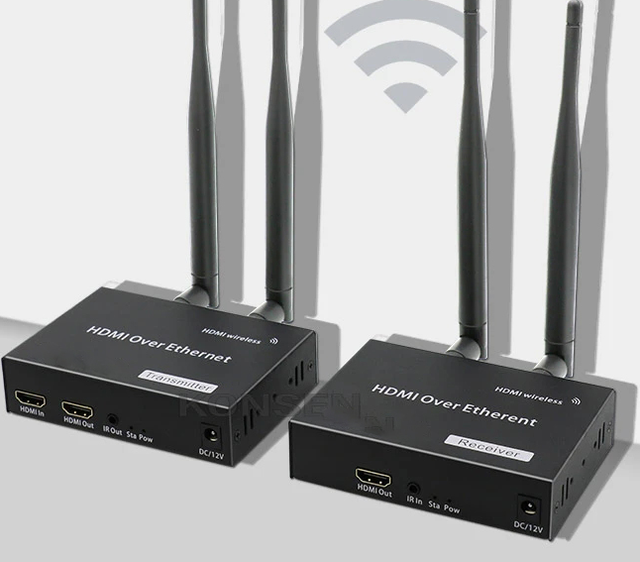 200M Wireless HDMI Extender 1080P WiFi HDMI Video Transmitter Receiver with Loop Out for Live Streaming PC Laptop to TV Monitor
