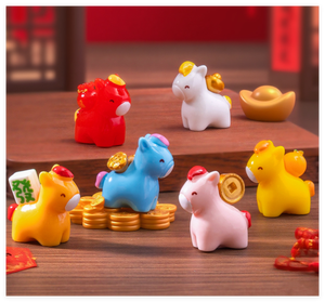 Linda resina 2026 Año Nuevo <span class=keywords><strong>Lunar</strong></span> caballo pastel Topper juguetes Navidad sorpresa animales pequeñas figuras para decorar jardines bolsas ciegas - Product Image 4