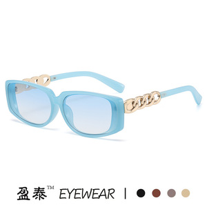 Yingtai Eyewear <b>Square</b> Chain <b>Sunglasses</b> UV400 Unisex Fashion Sunshades - Product Image 4