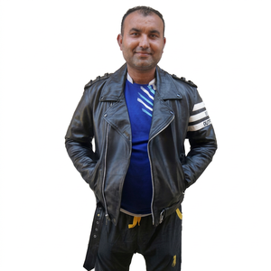 Chaquetas de Motocicleta de Cuero Brando para Invierno, Transpirables, con Bordado y Botones - Product Image 1