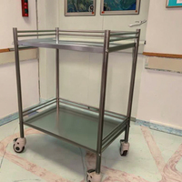 Chariot médical, mobilier d'hôpital, chariot à instruments, chariot médical mobile en acier inoxydable à 2 niveaux
