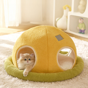 Lit <span class=keywords><strong>de</strong></span> grotte pour <span class=keywords><strong>chat</strong></span> <span class=keywords><strong>en</strong></span> <span class=keywords><strong>forme</strong></span> d'OVNI fermé, maison et <span class=keywords><strong>cabane</strong></span> pour animaux <span class=keywords><strong>de</strong></span> compagnie confortables et chauds pour petits chiens et chats d'intérieur - Product Image 2