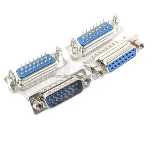 DP15 double-row serial port connector male/female plug RS232 with riveted harpoon screw welding plate type straight pin
