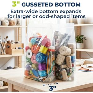 Gusseted Reclosable <b>Bags</b> 15x12x3 Clear Zip Top Food Storage Pack Of 50 - Product Image 2