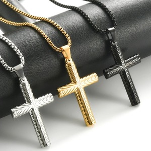 Collar con Colgante de Cruz de Acero Inoxidable a la Moda, Estilo Hip-Hop, Punk Rock, Amuletos Religiosos para Hombre, Regalo de Joyería con Cadena - Product Image 1