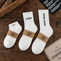 Chaussettes en coton blanc avec logo, chaussettes de sport classiques pour hommes, chaussettes de marque, chaussettes personnalisées, chaussettes de sport personnalisées