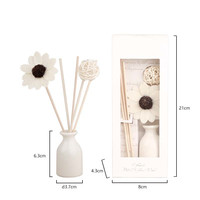 Diffuseur à bâtonnets en céramique avec bouteille vide et ensemble de recharge d'huiles essentielles 30 ml, parfums Lavande, Rose, Jasmin, Osmanthus, Lys