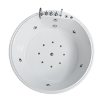 Baignoire ronde autoportante en acrylique moderne avec massage à air intégré pour usage intérieur, capacité 1 personne, pour hôtel et villa