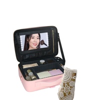 Missmeeca-Estuche de maquillaje personalizado, bolsa de maquillaje con espejo y luces Led, con espejo iluminado